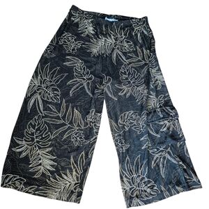 Vintage Chico's Black and Gold Tropical  Culottes Large